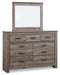 Zelen Full Panel Headboard with Mirrored Dresser, Chest and 2 Nightstands Homeline Furniture