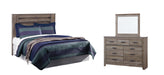 Zelen King/California King Panel Headboard with Mirrored Dresser Homeline Furniture