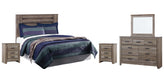 Zelen King/California King Panel Headboard with Mirrored Dresser and 2 Nightstands Homeline Furniture