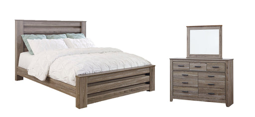 Zelen King Panel Bed with Mirrored Dresser Homeline Furniture