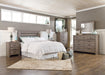 Zelen Queen/Full Panel Headboard with Mirrored Dresser, Chest and 2 Nightstands Homeline Furniture