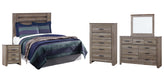 Zelen Queen/Full Panel Headboard with Mirrored Dresser, Chest and Nightstand Homeline Furniture