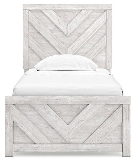 Cayboni Twin Panel Bed with Mirrored Dresser, Chest and 2 Nightstands