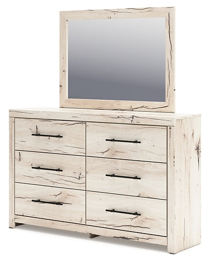 Lawroy King Panel Bed with Mirrored Dresser