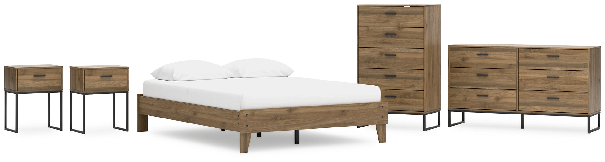 Deanlow Queen Platform Bed with Dresser, Chest and 2 Nightstands