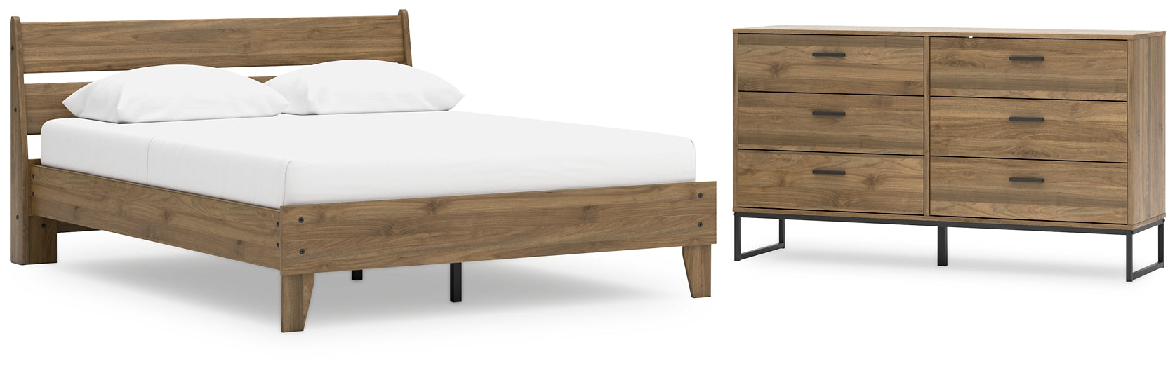 Deanlow Queen Platform Panel Bed with Dresser