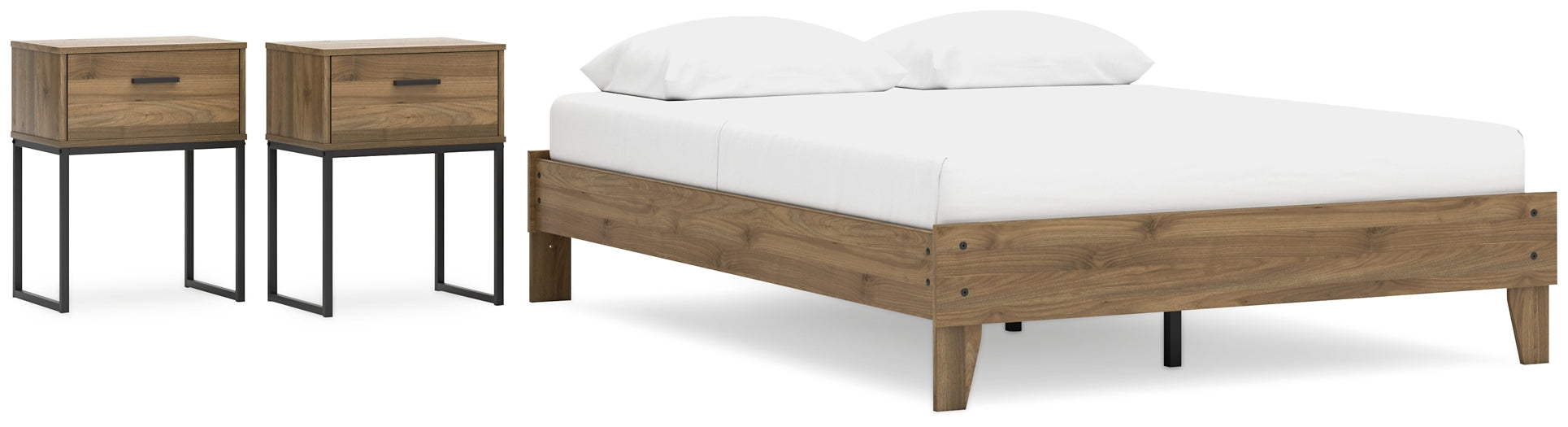 Deanlow Queen Platform Bed with 2 Nightstands