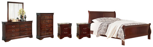 Alisdair California King Sleigh Bed with Mirrored Dresser, Chest and 2 Nightstands Homeline Furniture