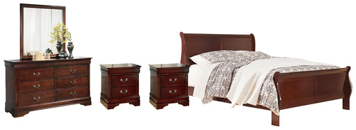 Alisdair California King Sleigh Bed with Mirrored Dresser and 2 Nightstands Homeline Furniture