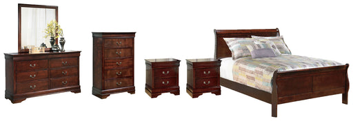 Alisdair Full Sleigh Bed with Mirrored Dresser, Chest and 2 Nightstands Homeline Furniture