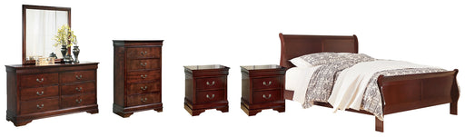 Alisdair King Sleigh Bed with Mirrored Dresser, Chest and 2 Nightstands Homeline Furniture