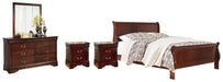 Alisdair Queen Sleigh Bed with Mirrored Dresser, Chest and 2 Nightstands Homeline Furniture