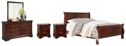 Alisdair Queen Sleigh Bed with Mirrored Dresser, Chest and 2 Nightstands Homeline Furniture