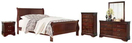 Alisdair Queen Sleigh Bed with Mirrored Dresser, Chest and Nightstand Homeline Furniture