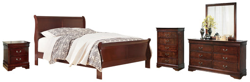 Alisdair Queen Sleigh Bed with Mirrored Dresser, Chest and Nightstand Homeline Furniture