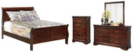 Alisdair Queen Sleigh Bed with Mirrored Dresser and Chest Homeline Furniture