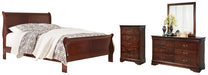 Alisdair Queen Sleigh Bed with Mirrored Dresser and Chest Homeline Furniture