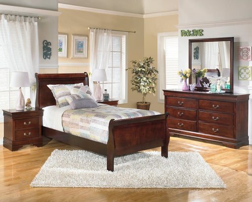 Alisdair Twin Sleigh Bed with Mirrored Dresser and 2 Nightstands Homeline Furniture