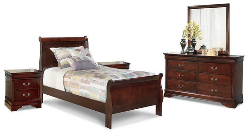 Alisdair Twin Sleigh Bed with Mirrored Dresser and 2 Nightstands Homeline Furniture