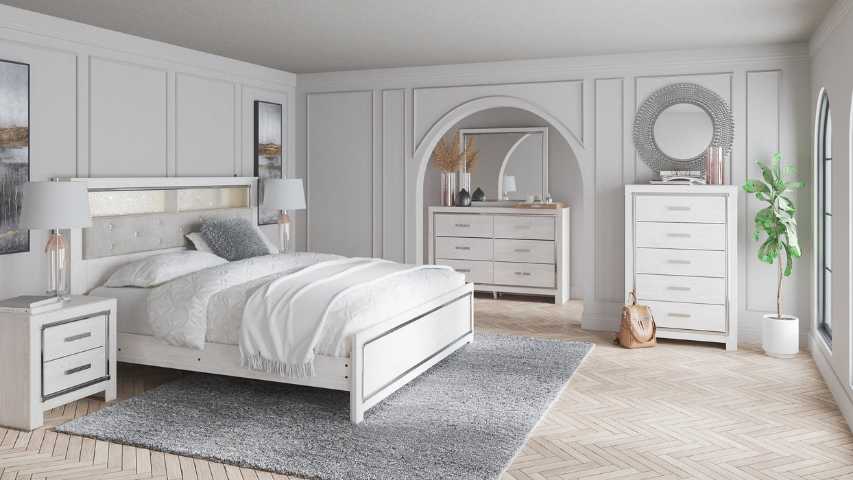 Altyra King Bookcase Headboard with Mirrored Dresser, Chest and 2 Nightstands Homeline Furniture