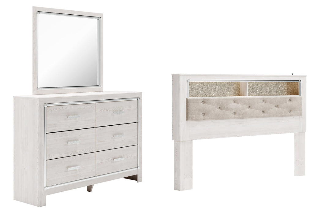 Altyra King Bookcase Headboard with Mirrored Dresser Homeline Furniture