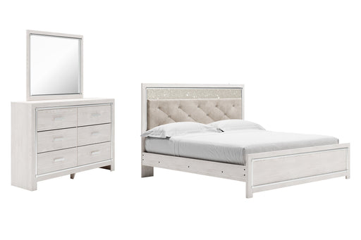 Altyra King Panel Bed with Mirrored Dresser Homeline Furniture