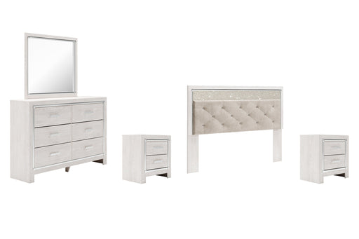 Altyra King Panel Headboard with Mirrored Dresser, Chest and 2 Nightstands Homeline Furniture