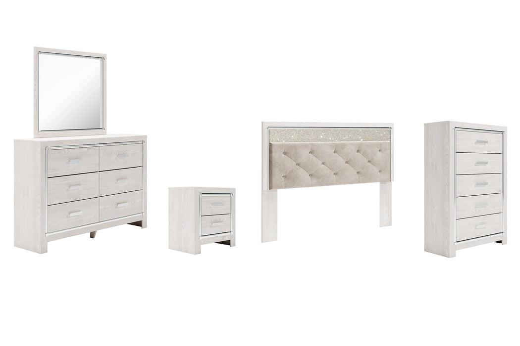 Altyra King Panel Headboard with Mirrored Dresser, Chest and Nightstand Homeline Furniture