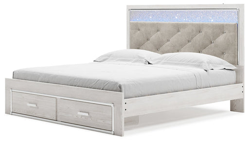 Altyra King Upholstered Storage Bed with Mirrored Dresser and Nightstand Homeline Furniture