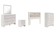 Altyra Queen Bookcase Headboard with Mirrored Dresser, Chest and Nightstand Homeline Furniture