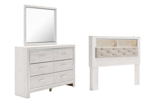 Altyra Queen Bookcase Headboard with Mirrored Dresser Homeline Furniture