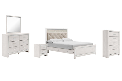 Altyra Queen Panel Bed with Mirrored Dresser, Chest and Nightstand Homeline Furniture