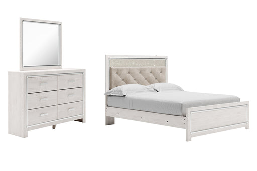 Altyra Queen Panel Bed with Mirrored Dresser Homeline Furniture