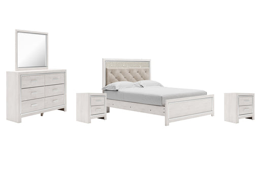 Altyra Queen Panel Bed with Mirrored Dresser and 2 Nightstands Homeline Furniture