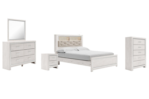 Altyra Queen Panel Bookcase Bed with Mirrored Dresser, Chest and Nightstand Homeline Furniture