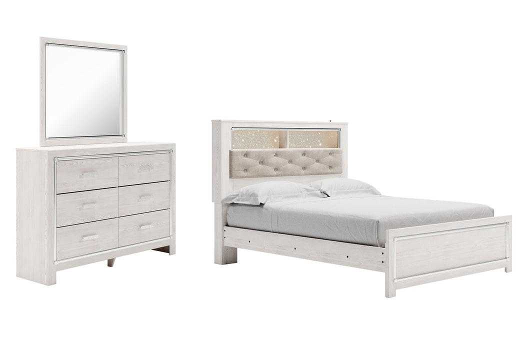 Altyra Queen Panel Bookcase Bed with Mirrored Dresser Homeline Furniture