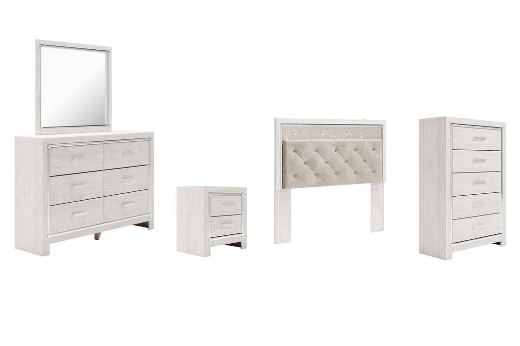 Altyra Queen Panel Headboard with Mirrored Dresser, Chest and Nightstand Homeline Furniture