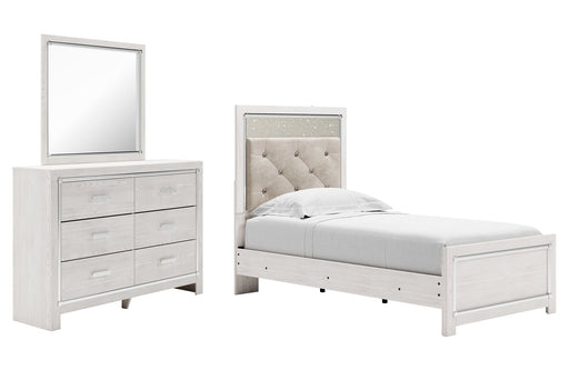 Altyra Twin Panel Bed with Mirrored Dresser Homeline Furniture