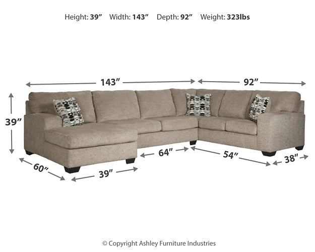 Ballinasloe 3-Piece Sectional with Ottoman Homeline Furniture