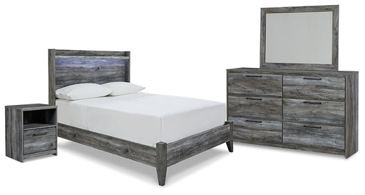 Baystorm Full Panel Bed with Mirrored Dresser and Nightstand Homeline Furniture