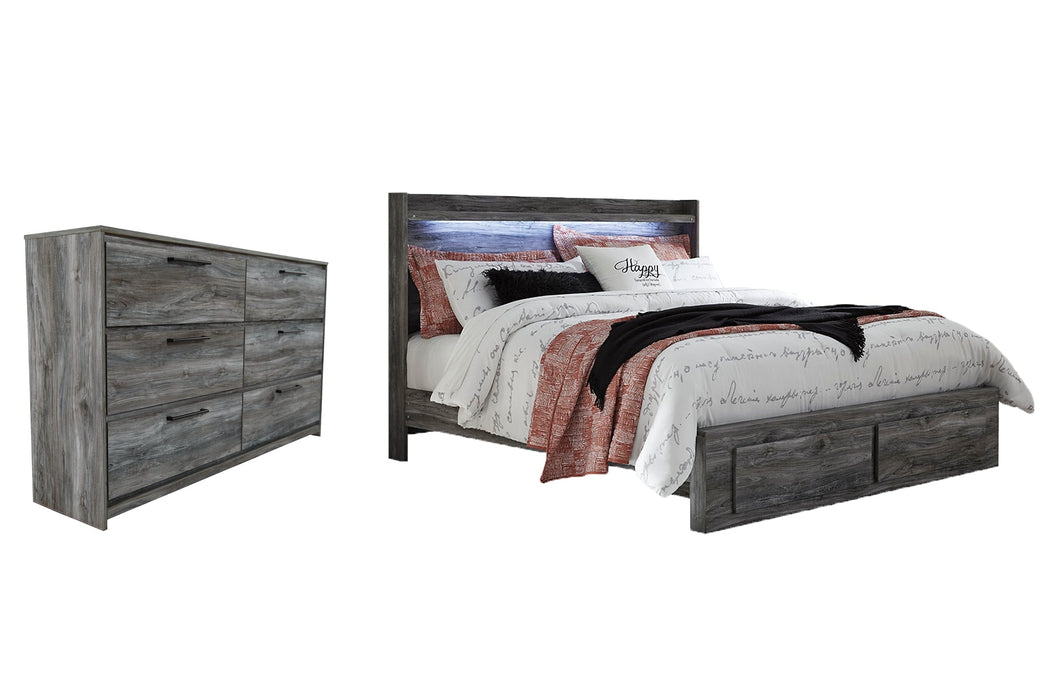 Baystorm King Panel Bed with 2 Storage Drawers with Dresser Homeline Furniture