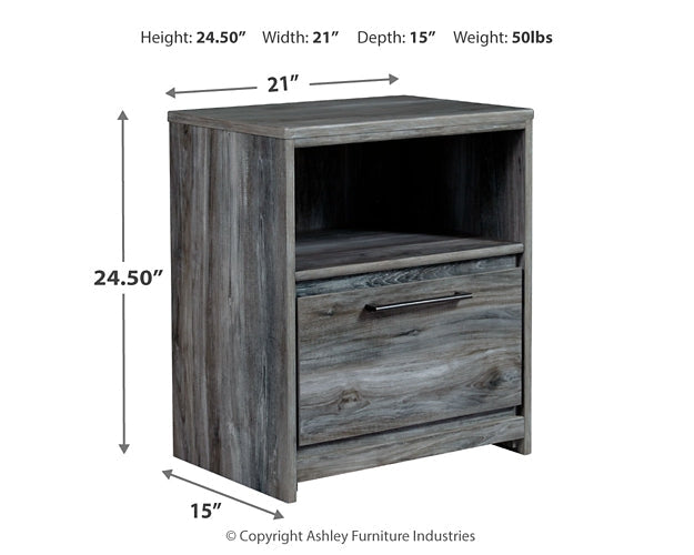 Baystorm King Panel Bed with 2 Storage Drawers with Mirrored Dresser, and Nightstand Homeline Furniture