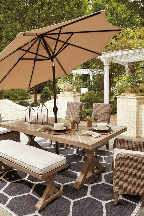 Beachcroft Outdoor Dining Table and 2 Chairs and 2 Benches Homeline Furniture