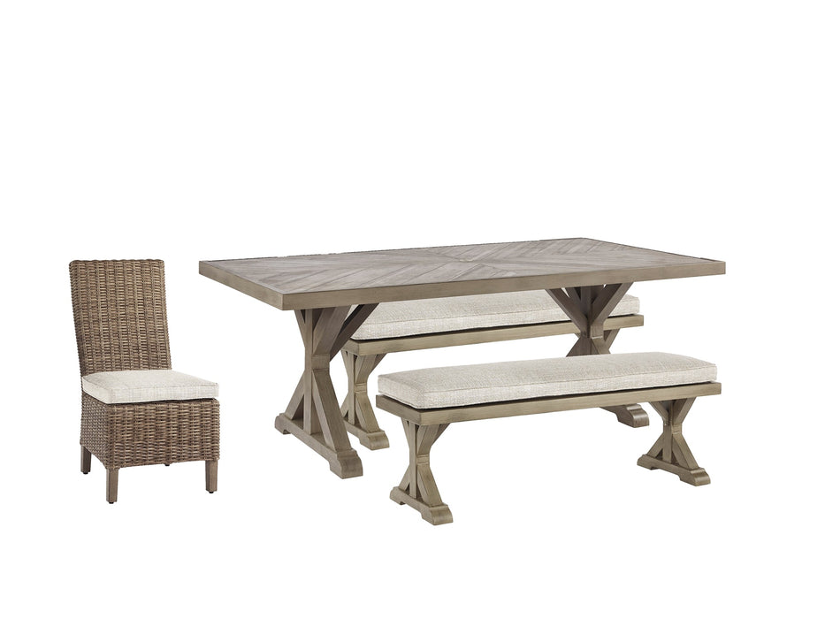 Beachcroft Outdoor Dining Table and 4 Chairs and Bench Homeline Furniture