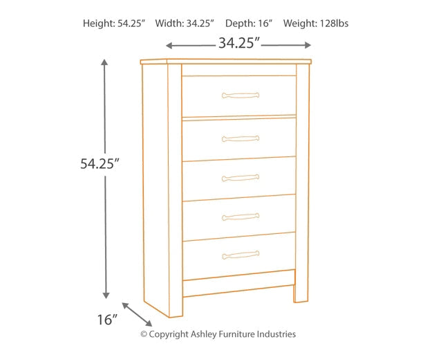 Bellaby Five Drawer Chest Homeline Furniture