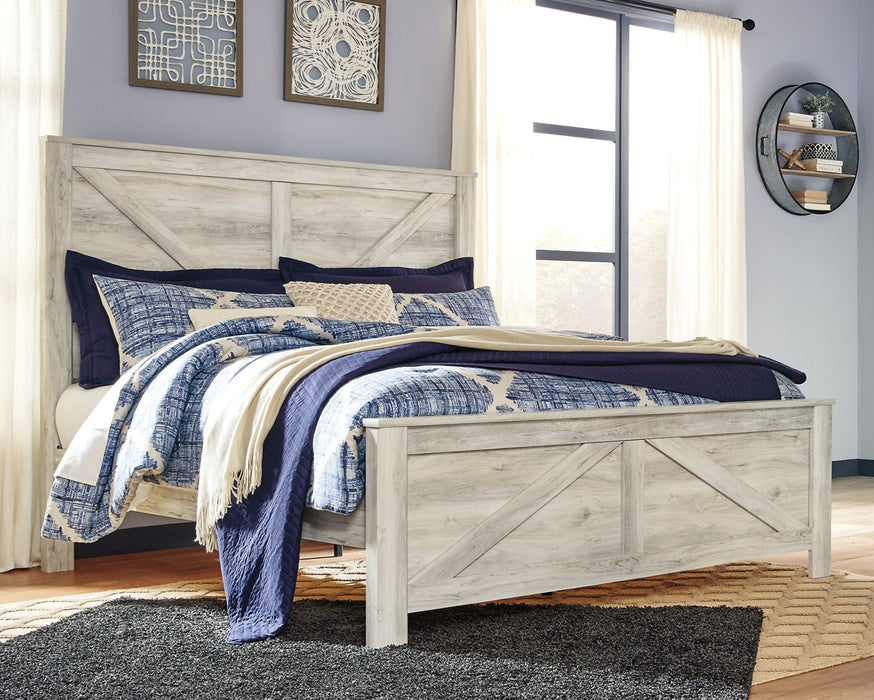 Bellaby King Crossbuck Panel Bed with Dresser Homeline Furniture