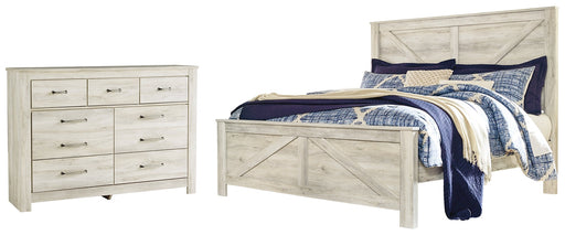 Bellaby King Crossbuck Panel Bed with Dresser Homeline Furniture