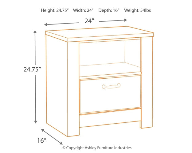 Bellaby One Drawer Night Stand Homeline Furniture