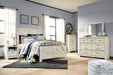 Bellaby Queen Crossbuck Panel Bed with Mirrored Dresser, Chest and 2 Nightstands Homeline Furniture