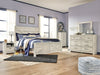 Bellaby Queen Crossbuck Panel Bed with Mirrored Dresser, Chest and 2 Nightstands Homeline Furniture